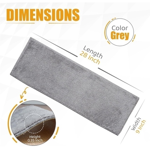 Brand New Set of 4 Stair Treads Non-Slip Carpet Runner for Wooden Steps Grey - Picture 3 of 11